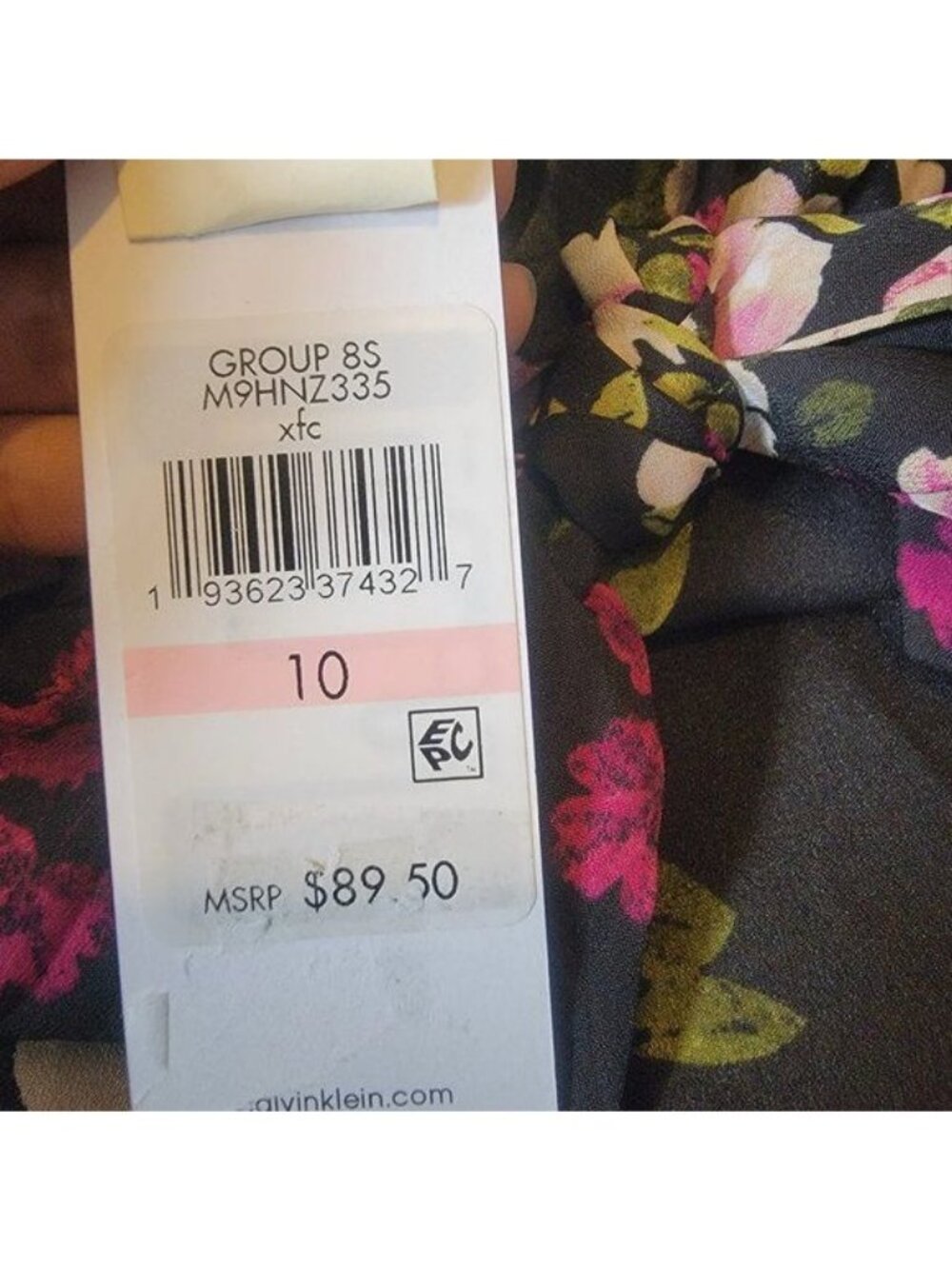 ✨Calvin Klein Size 10 Women's Midi Skirt Faux Wrap Floral Black Pink A-Line New✨ - Picture 6 of 8